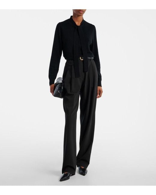Jardin Des Orangers Blue Tie-Neck Wool And Cashmere Sweater