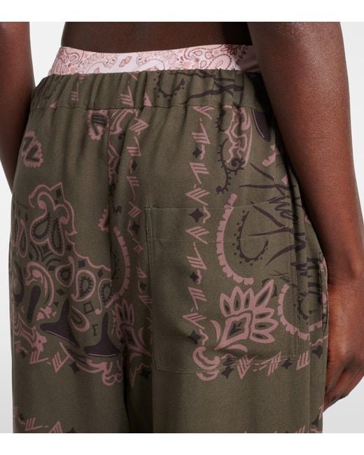 The Attico Brown Printed Low-Rise Wide-Leg Pants