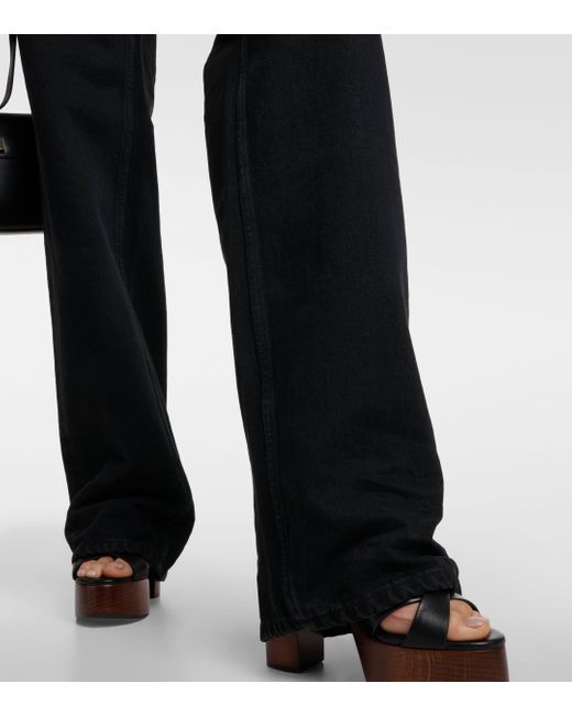 Saint Laurent Black High-rise Wide-leg Jeans