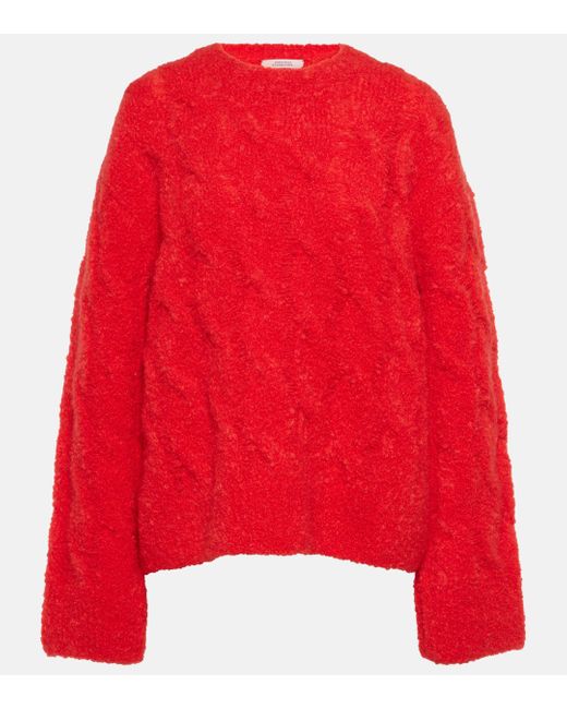 Dorothee Schumacher Red Fluffy Touch Cable-knit Sweater