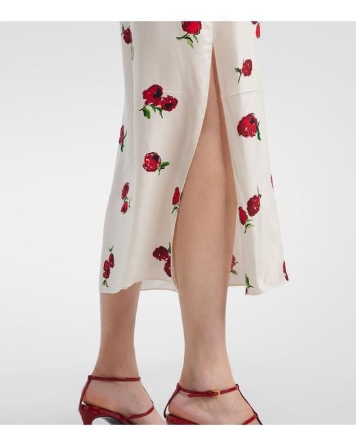 Khaite Pink Sicily Printed Twill Slip Dress