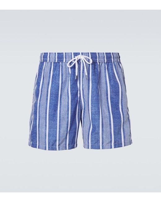 Fedeli Blue Striped Swim Trunks for men