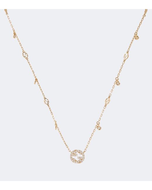 Gucci Metallic Interlocking G 18Kt Necklace With Diamonds