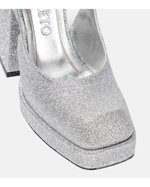 NODALETO White Bulla Jill Glitter Platform Pumps