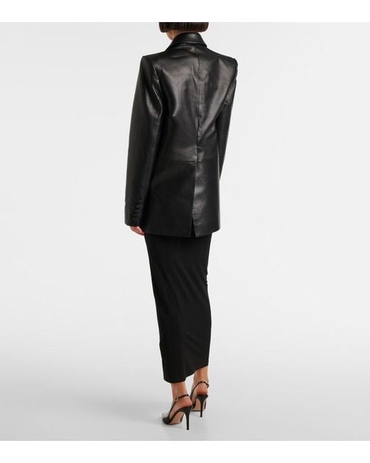 Alex Perry Black Oversized Leather Blazer