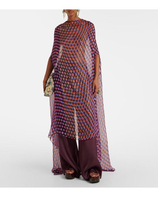 Dries Van Noten Purple Polka-Dot Silk Satin Midi Dress