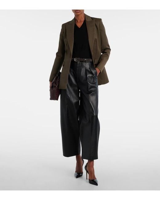 Altuzarra Black Dash Leather Barrel-Leg Pants