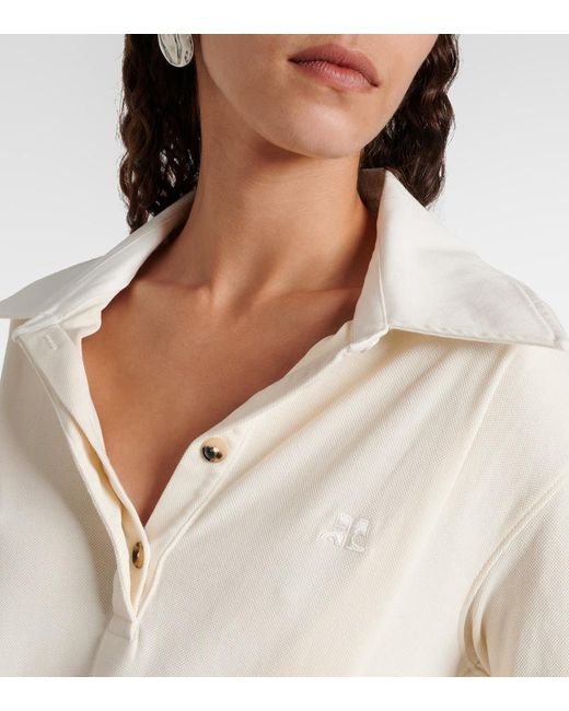 Courreges White Asymmetric Cotton-Blend Pique Minidress