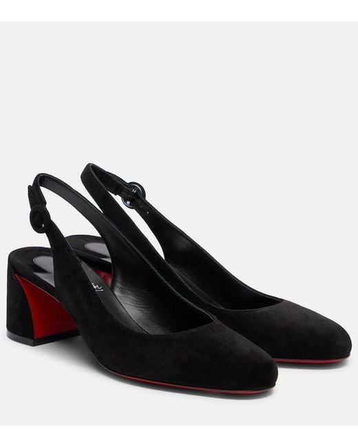 Christian Louboutin Black So Jane 55 Suede Slingback Pumps