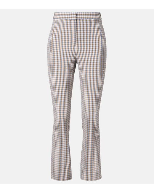 Veronica Beard Gray Gingham Seersucker Cropped Slim Pants