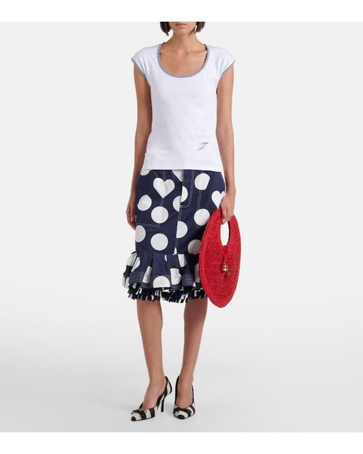 Jacquemus Red Spiaggia Small Raffia Top-Handle Bag