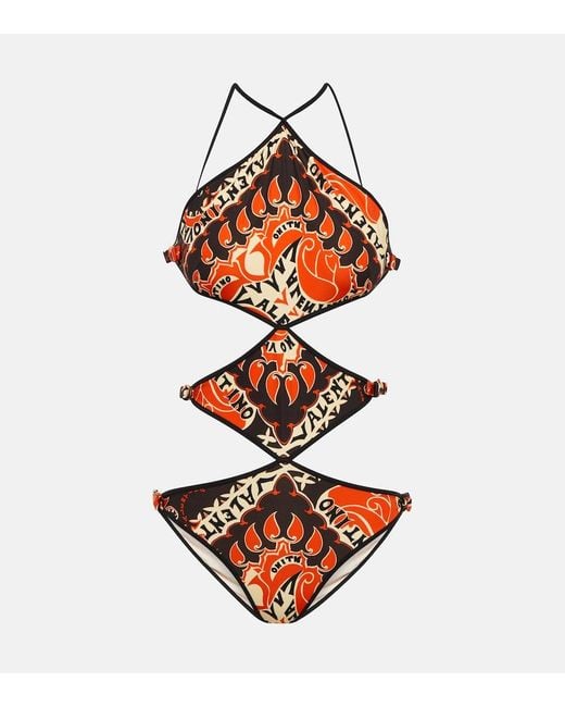 Valentino White Mini Bandana Halterneck Swimsuit