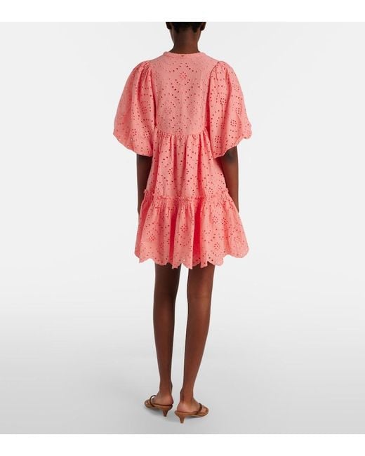 Poupette Pink Cruz Broderie Anglaise Cotton Minidress