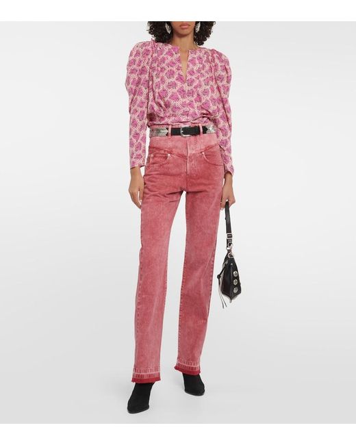 Isabel Marant Red Noemie Straight-Leg Jeans