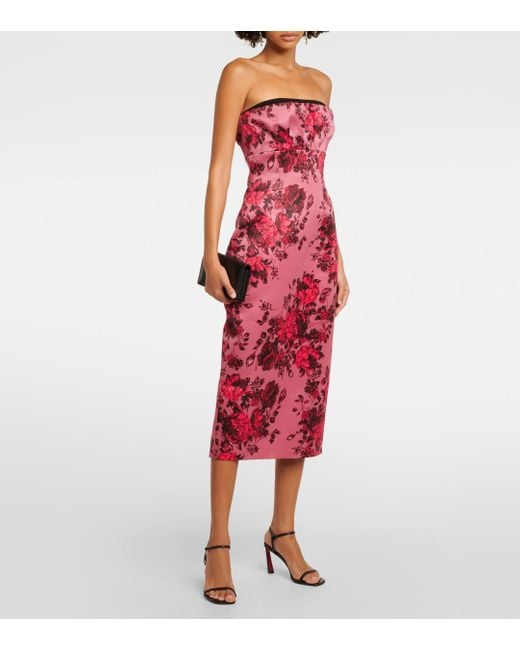 Robe midi Adalina a fleurs Emilia Wickstead en coloris Red