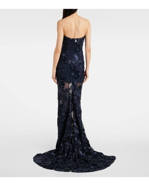 ROTATE BIRGER CHRISTENSEN Blue 3D Mesh Maxi Dress
