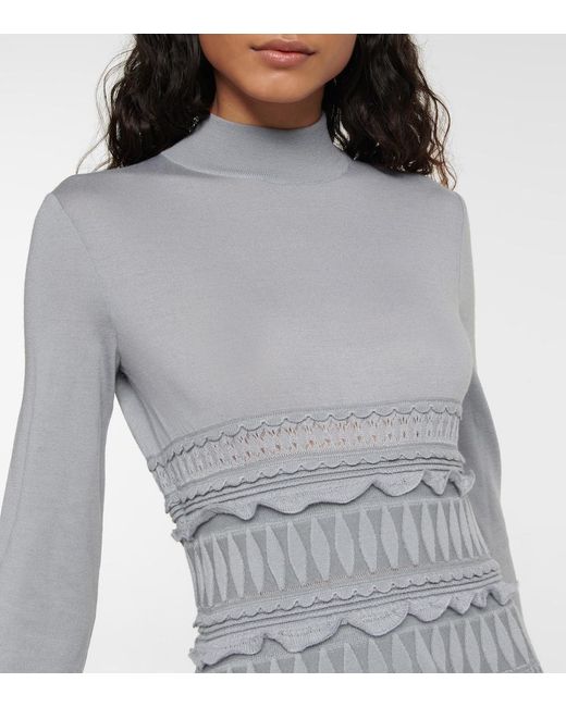 Alaïa Gray Crinoline Virgin Wool Minidress