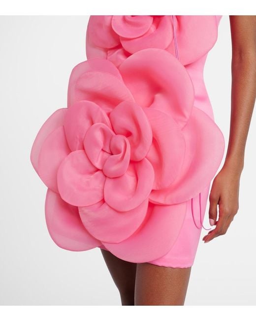 LEO LIN Pink Floret Floral-Applique Bustier Dress