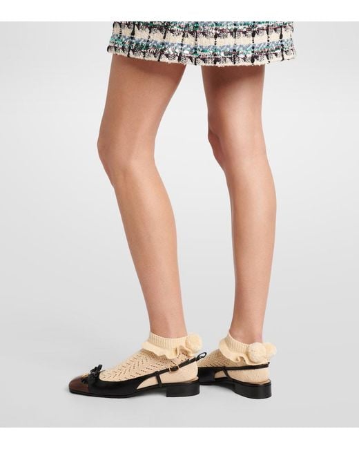 Valentino Natural Pompom Cotton Socks