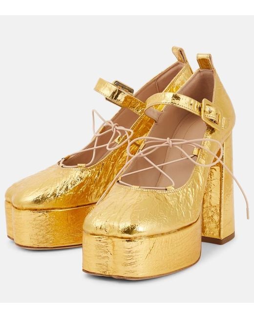 Simone Rocha Plateau-Pumps Aus Metallic-Leder