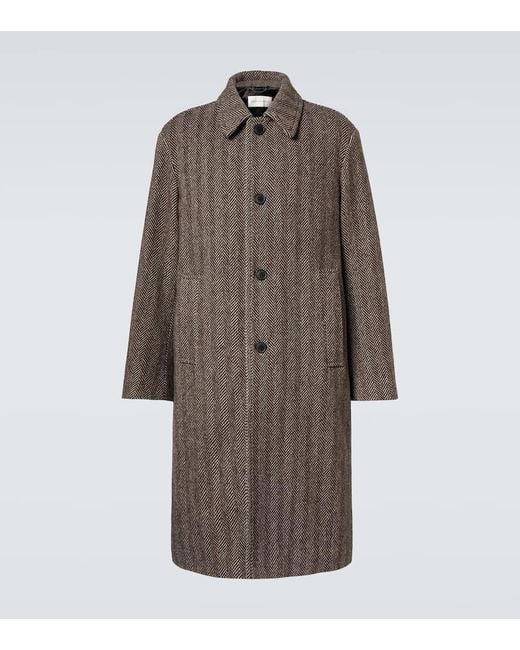 Dries Van Noten Brown Wool Tweed Overcoat for men