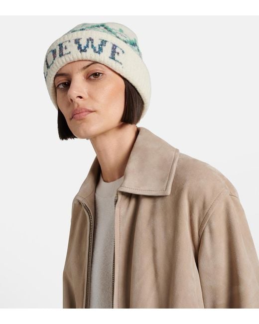 Loewe Green Fair Isle Sequined Wool-Blend Beanie