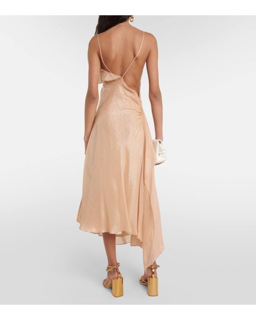 Victoria Beckham Natural Bias Cami Lurex® Twill Slip Dress