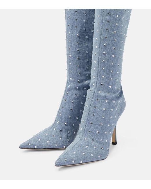 Paris Texas Blue Holly Mama Denim Over-The-Knee Boots
