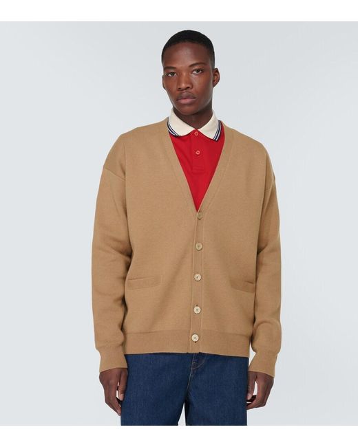 Gucci Cashmere Cardigan in Brown for Men Lyst