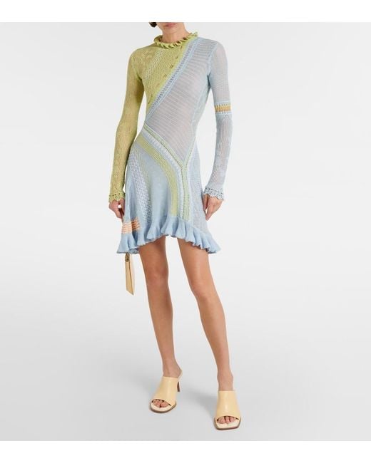 Roberta Einer White Ali Open-Knit Cotton Minidress