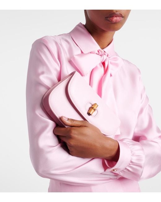 Gucci Pink Bamboo Leather Clutch