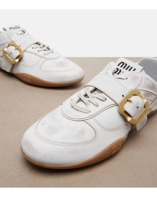 Miu Miu White Gymnasium Leather Sneakers