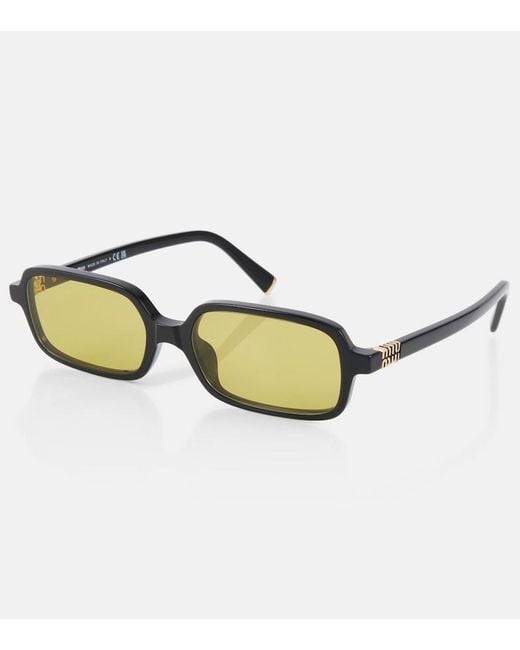 Miu Miu Brown Miu Regard Rectangular Sunglasses