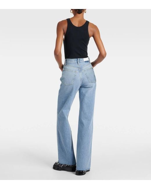 Re/done Blue High-Rise Wide-Leg Jeans
