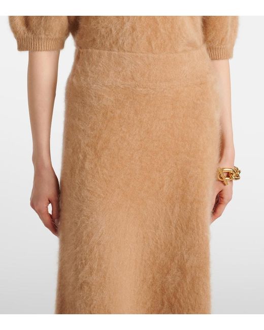 Falda Midi Asta De Cachemir Lisa Yang de color Natural