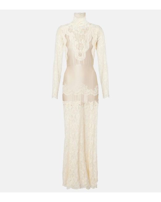 Rabanne White Maxikleid Mit Spitze