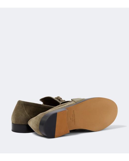 Bottega Veneta Green Astaire Knot Suede Loafers for men