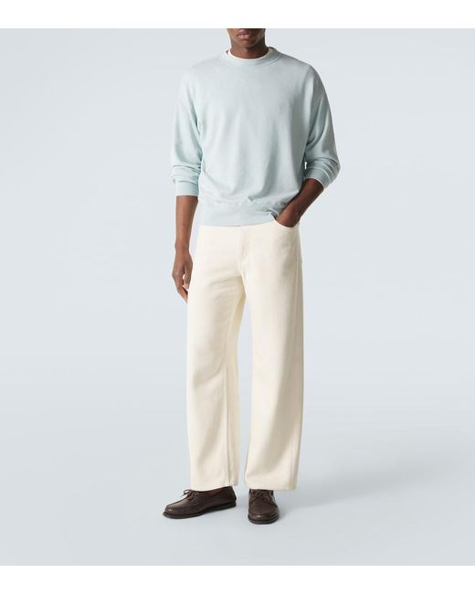Auralee Sweatshirt Aus Baumwolle, Wolle Und Seide in Blue für Herren