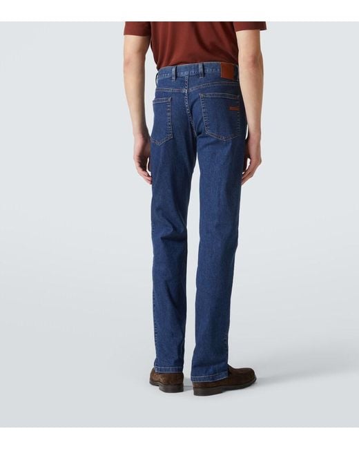 Zegna Blue Roccia Mid-Rise Slim Jeans for men