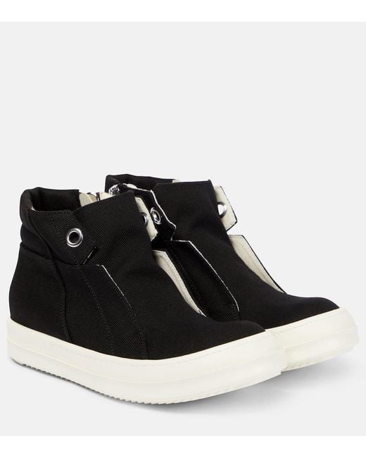 Rick Owens Black High-Top Sneakers Dunk Aus Denim
