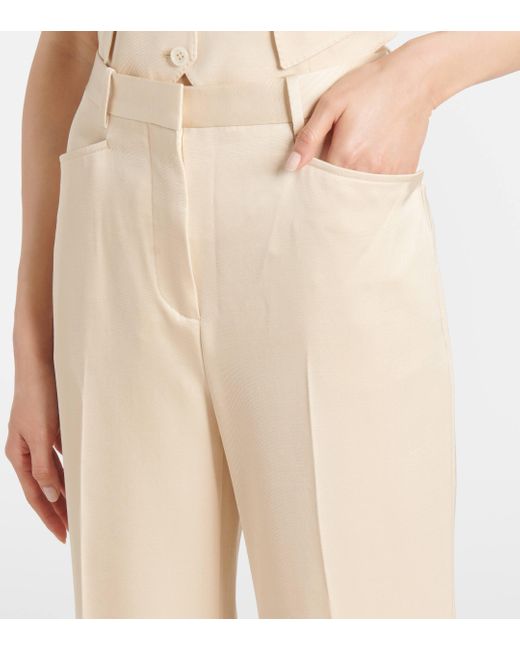 Tom Ford Natural Silk And Wool Twill Bootcut Pants