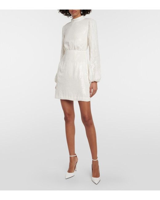 Rixo White Lara Bridal Sequined Minidress