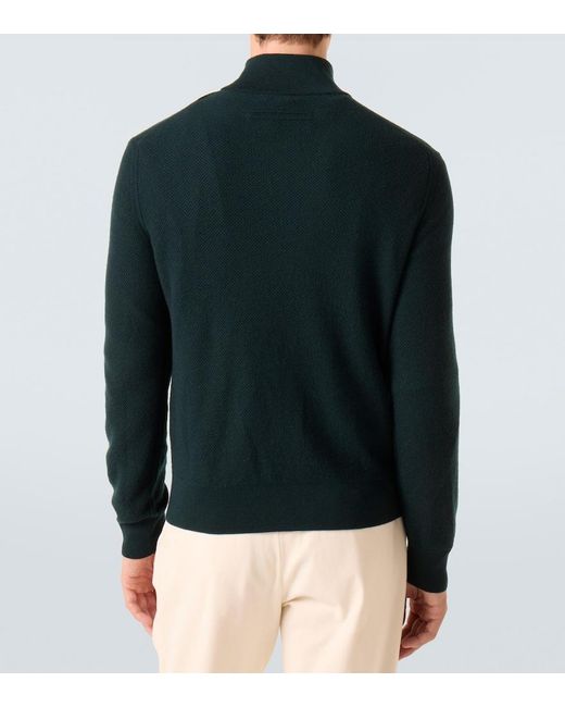 Zegna Green Cashmere Half-Zip Sweater for men