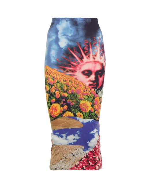 Acne Multicolor Printed Jersey Midi Skirt