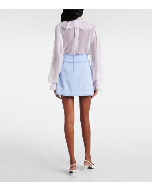 Dolce & Gabbana Blue Tweed Mini Skirt
