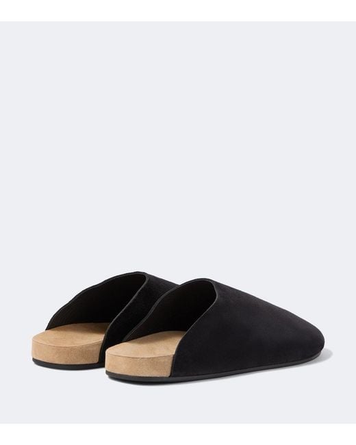 The Row Black New Lucca Suede Slip-On Shoes for men