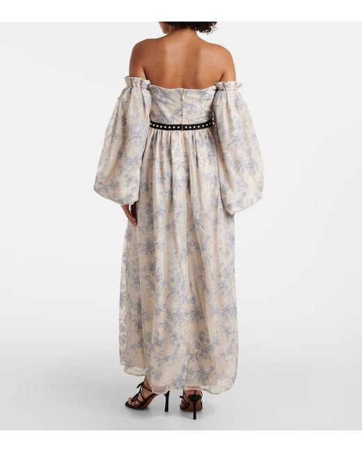 Vestido Largo Alheli Floral Agua Bendita de color White