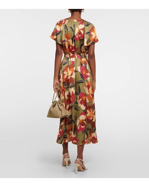 Velvet Multicolor Bedrucktes Midikleid Francie Aus Satin