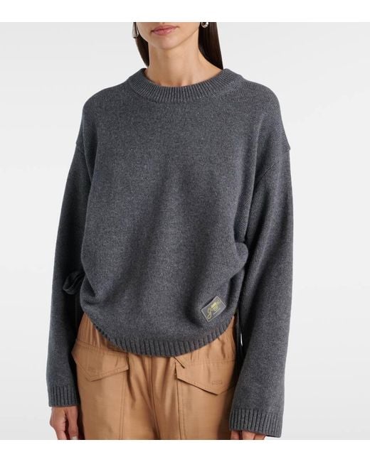 Ganni Gray Pullover Aus Einem Wollgemisch