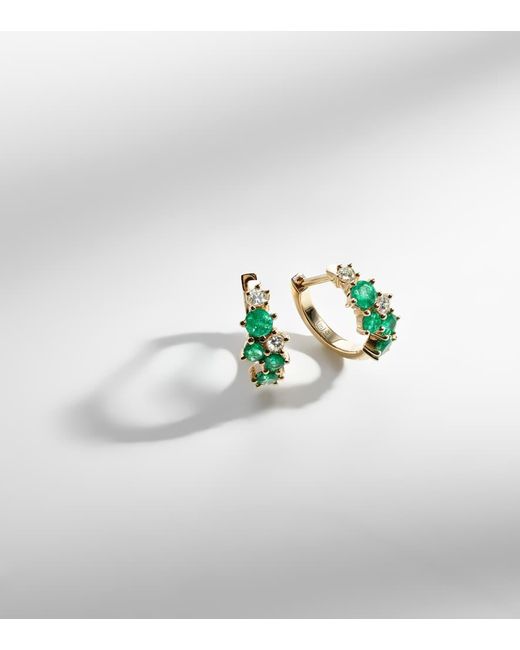 Sydney Evan White X Wicked Emerald City 14Kt Huggies With Emeralds And Diamonds
